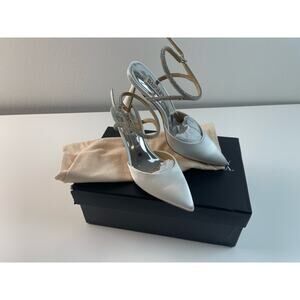 Badgley Mischka Silver Heels with Rhinestone Strap